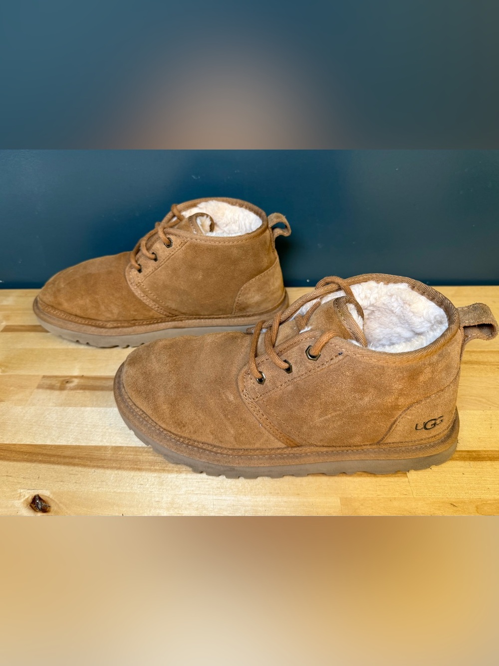 UGG Chestnut Suede Lace-Up Ankle Boot with Shearling